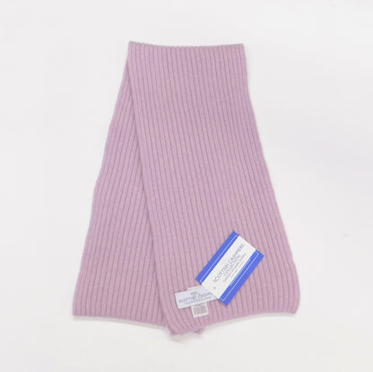 Pure Cashmere Ribbed Knit Scarf — Unisex | Handcrafted in Hawick | Reds, Pinks, Lilacs and Oranges
