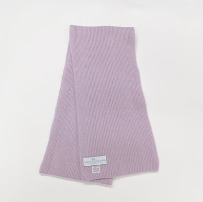 Pure Cashmere Scarf with a narrow rib - Reds, Pinks, Lilacs and Oranges -  Handcrafted in Hawick, Scotland