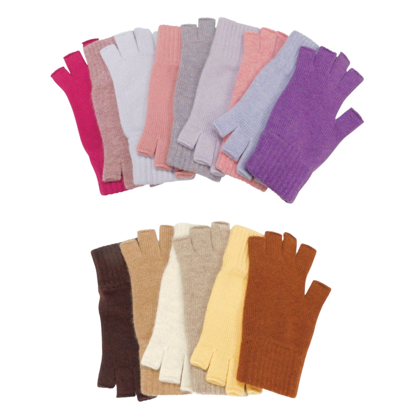 Ladies Pure Cashmere Fingerless Gloves — Ribbed Cuff | Handcrafted in Hawick | One Size