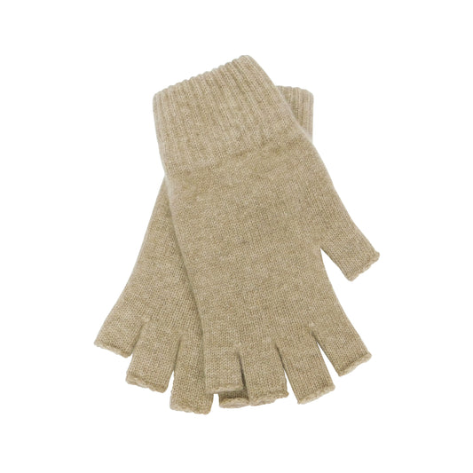 Pair of light brown fingerless cashmere gloves