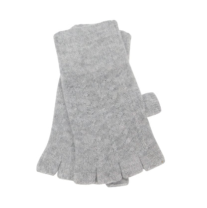 Ladies Pure Cashmere Fingerless Gloves with Cable Design - Handcrafted in Hawick, Scotland