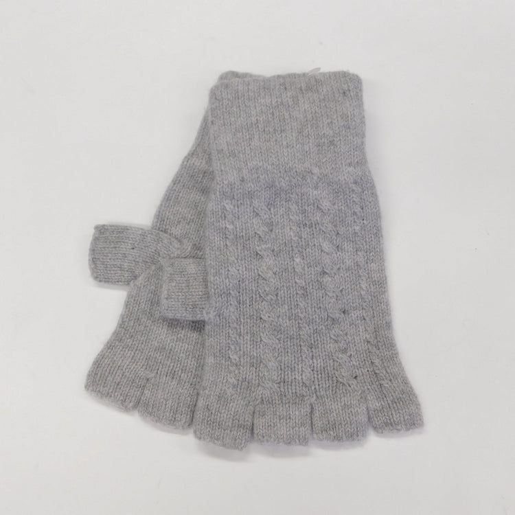 Ladies Pure Cashmere Fingerless Gloves with Cable Design - Handcrafted in Hawick, Scotland