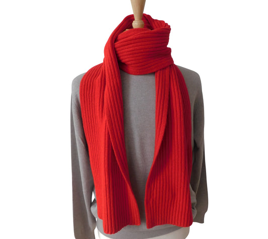 Pure Lambswool Scarf - Wide Ribbed, Hand-crafted in Hawick, Scotland
