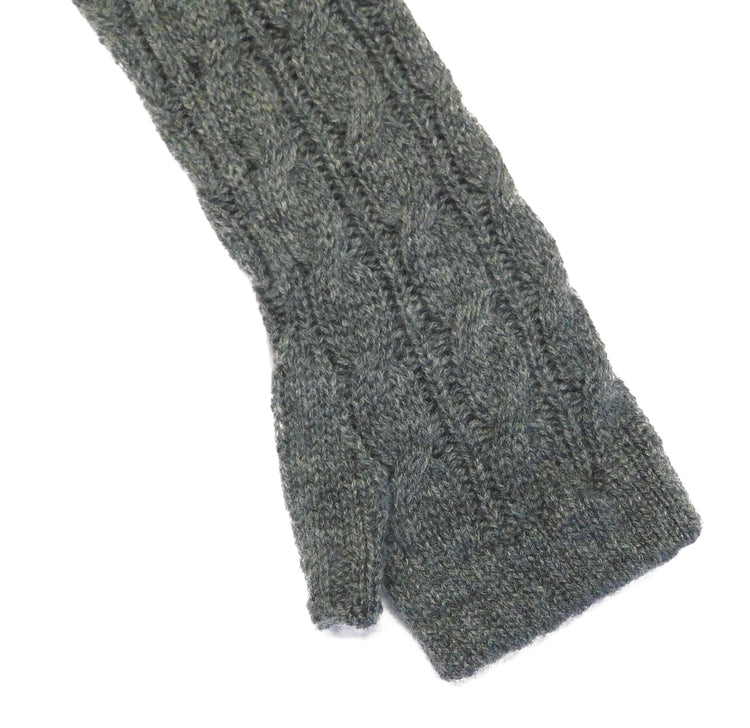 Ladies Pure Cashmere Cable Wristwarmers Longer style with separate thumb - Hand-crafted in Hawick, Scotland