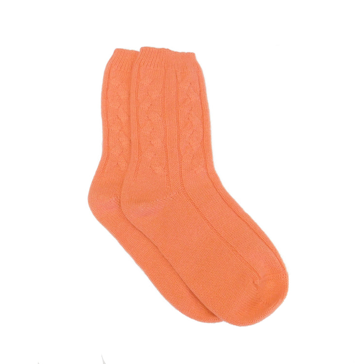 Ladies Pure Cashmere Cable Knit Bed Socks - Handcrafted in Hawick, Scotland