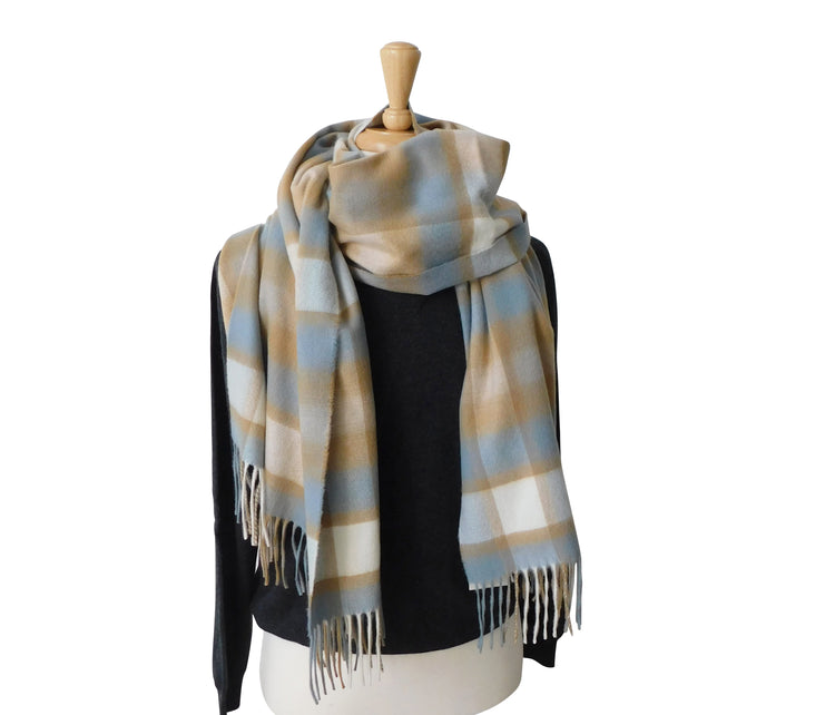 Pure Cashmere Wrap / Stole in Plain or Check options - The ultimate in luxury - Woven in Scotland