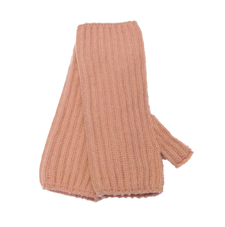 Ladies Pure Cashmere Ribbed Wristwarmers with separate thumb - Hand-crafted in Hawick, Scotland