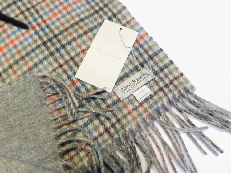 Écharpe tissée classique en cachemire pur réversible - Contrôle contrasté et uni - Fabriqué à Elgin, en Écosse