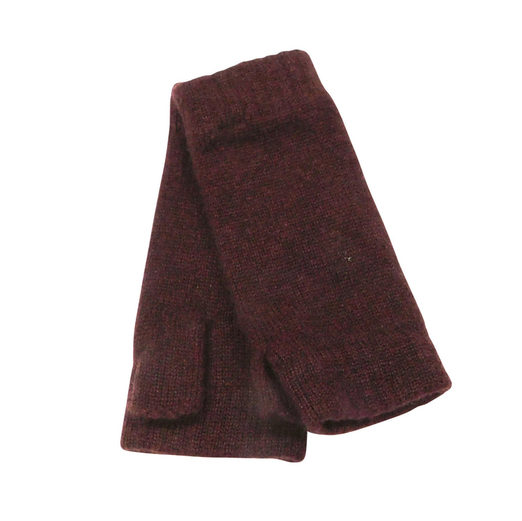 Ladies Pure Cashmere Wrist Warmers - Fingerless mitt style with separate thumb - Reds, Burgundys and Neutrals - Handcrafted in Hawick, Scotland