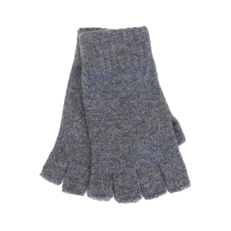 Ladies Pure Cashmere Fingerless Gloves with Keystone Thumb  - Greys, Blues and Greens - Handcrafted in Hawick, Scotland