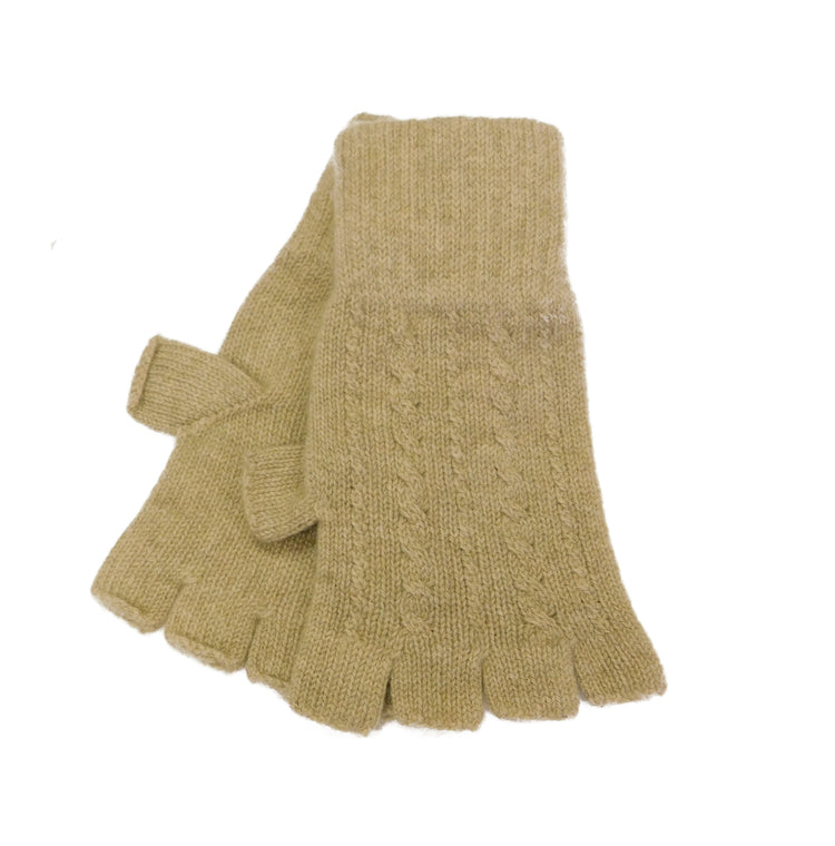 Ladies Pure Cashmere Fingerless Gloves with Cable Design - Handcrafted in Hawick, Scotland