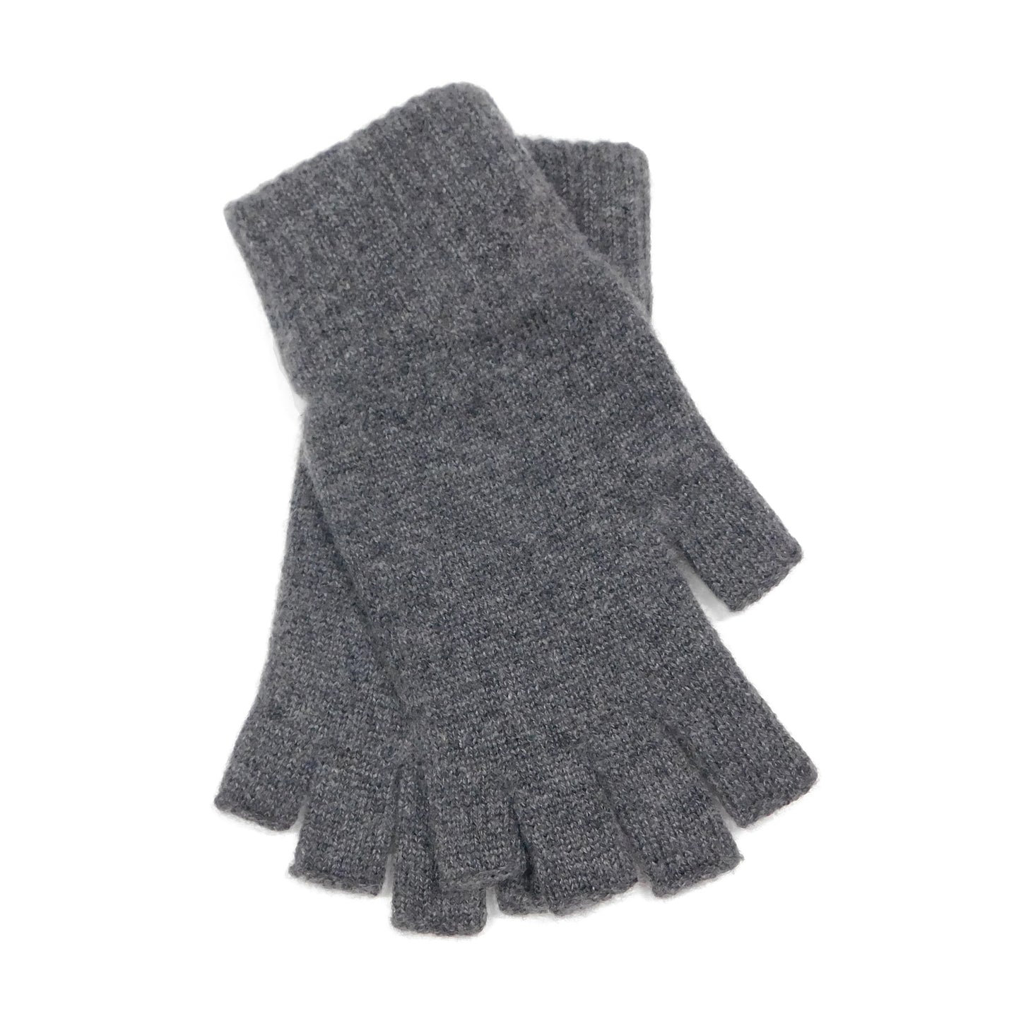 Ladies Pure Cashmere Fingerless Gloves — Ribbed Cuff | Handcrafted in Hawick | One Size | Greys, Blues and Purples