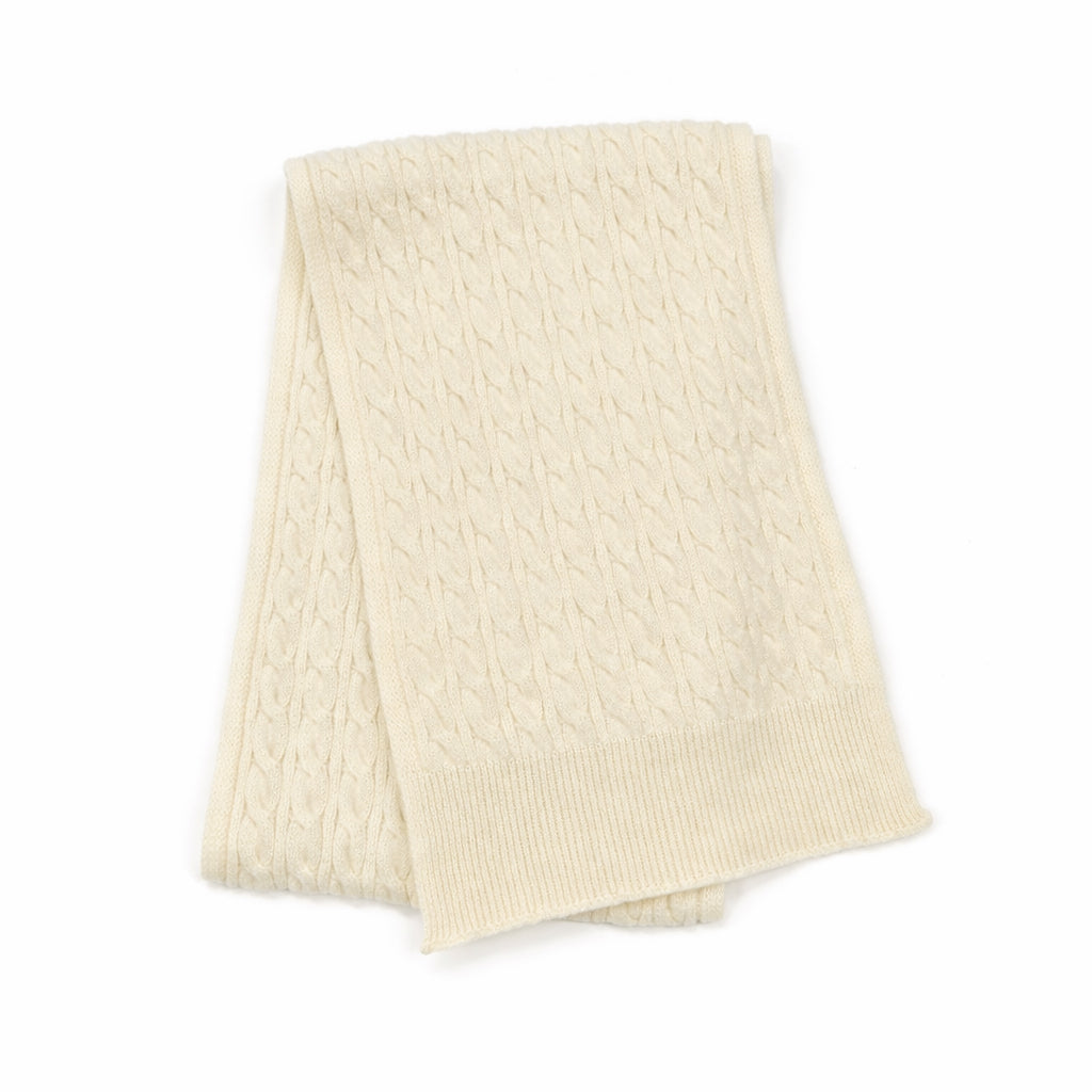 Pure Cashmere Cable Knit Scarf — Unisex | Handcrafted in Hawick