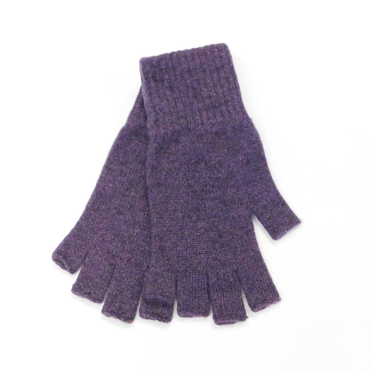 Gants sans doigts en pur cachemire pour femmes - Bleus, gris, noirs et violets - Fabriqués à la main à Hawick, en Écosse