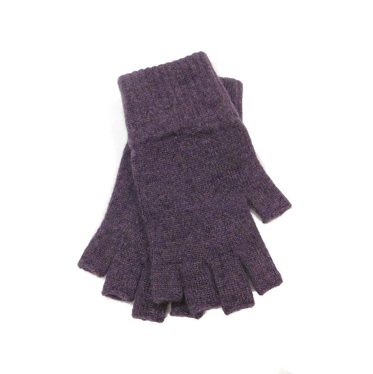 Ladies Pure Cashmere Fingerless Gloves Blues, Purples, Lilacs and Browns  - Handcrafted in Hawick, Scotland