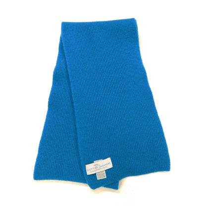 Pure Cashmere Narrow Rib Scarf — Unisex | Handcrafted in Hawick | Black, Greys and Blues