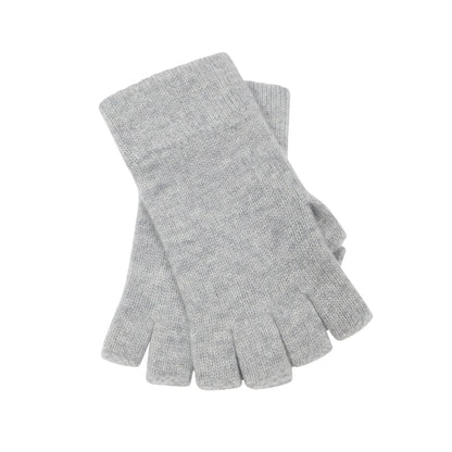 Ladies Pure Cashmere Fingerless Gloves with Keystone Thumb  - Greys, Blues and Greens - Handcrafted in Hawick, Scotland