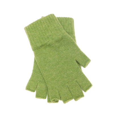 Ladies Pure Cashmere Fingerless Gloves - Greens - Handcrafted in Hawick, Scotland