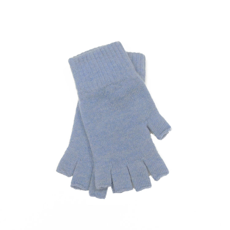 Ladies Pure Cashmere Fingerless Gloves Blues, Purples, Lilacs and Browns  - Handcrafted in Hawick, Scotland