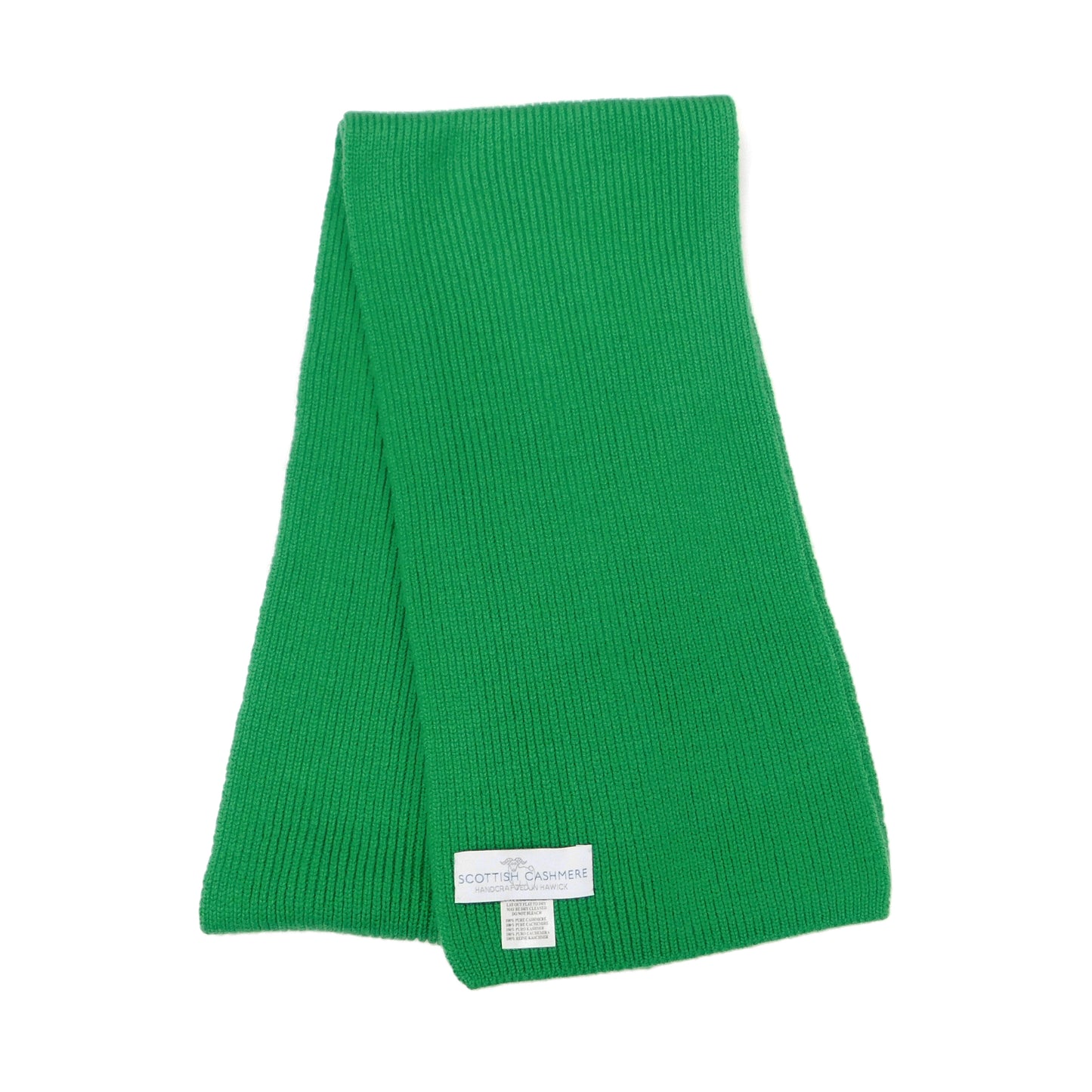 Pure Cashmere Narrow Rib Scarf — Unisex | Handcrafted in Hawick | Greens, Browns, Yellows and Neutrals