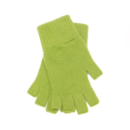 Ladies Pure Cashmere Fingerless Gloves - Greens - Handcrafted in Hawick, Scotland