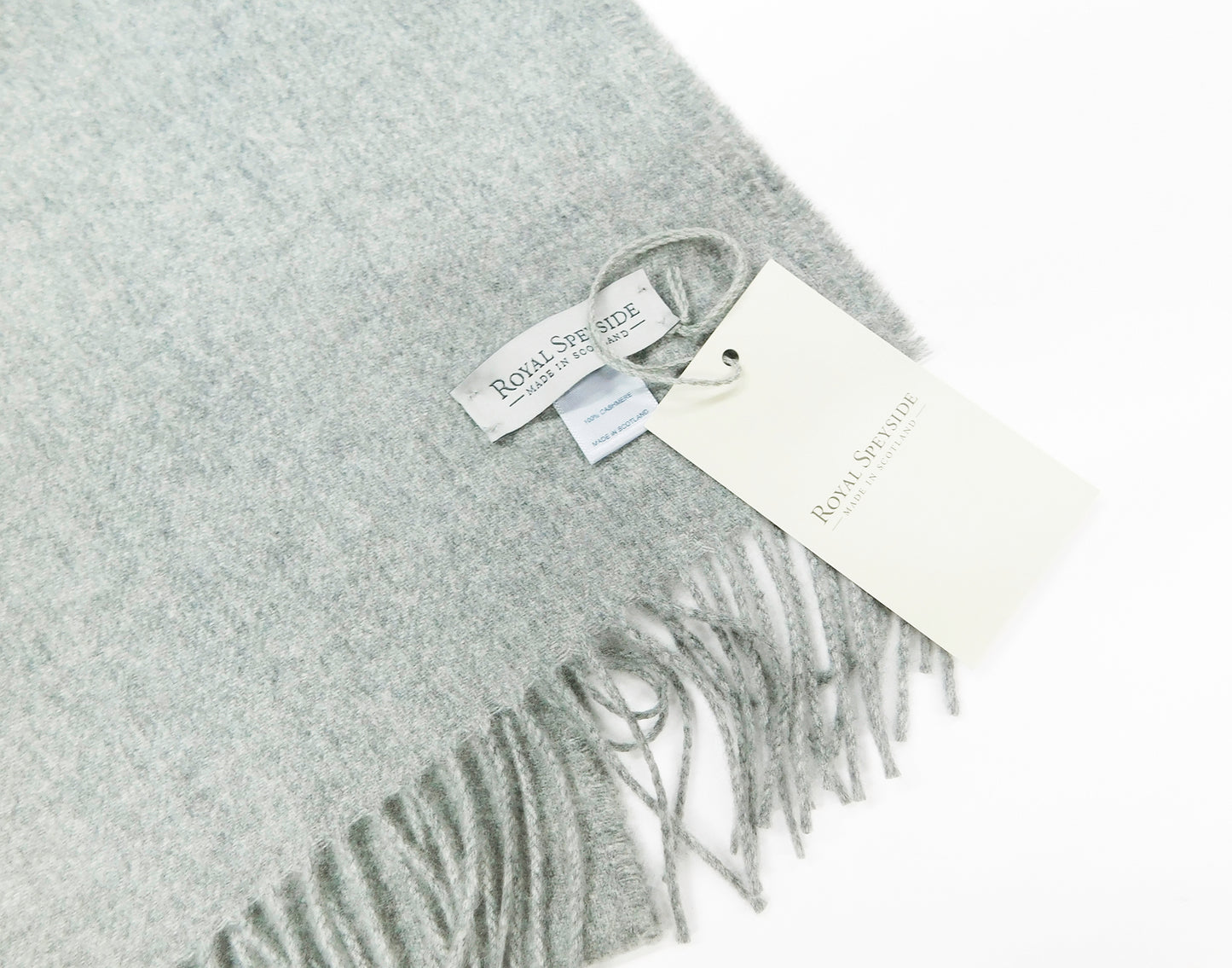 Pure Cashmere Unisex Woven Scarf – Light Grey | Handcrafted in Scotland