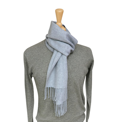 Pure Cashmere Unisex Woven Scarf – Light Grey | Handcrafted in Scotland