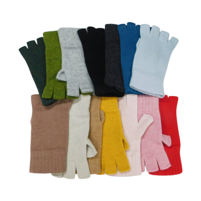 Ladies Pure Cashmere Fingerless Gloves — Ribbed Cuff & Keystone Thumb | Handcrafted in Hawick | One Size