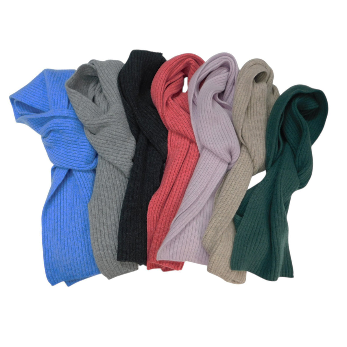 Pure Cashmere Ribbed Knit Scarf — Unisex | Handcrafted in Hawick