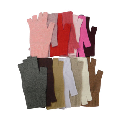 Gants sans doigts en pur cachemire pour femme - Rouges, roses, oranges et blancs - Fabriqués à la main à Hawick, en Écosse