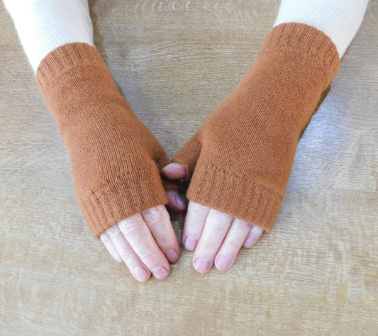 Ladies Pure Cashmere Wristwarmers - Fingerless mitt style with separate thumb - Grey, Blues, Greens and Pink - Handcrafted in Hawick, Scotland