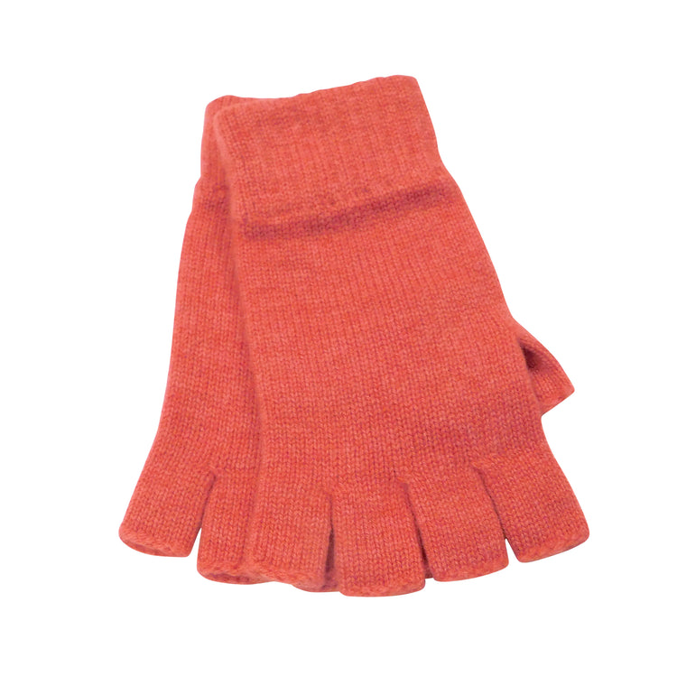 Ladies Pure Cashmere Fingerless Gloves with Keystone Thumb  - Reds, Oranges, and Neutrals - Handcrafted in Hawick, Scotland