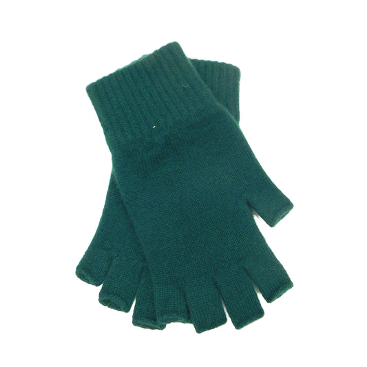 Ladies Pure Cashmere Fingerless Gloves - Greens - Handcrafted in Hawick, Scotland