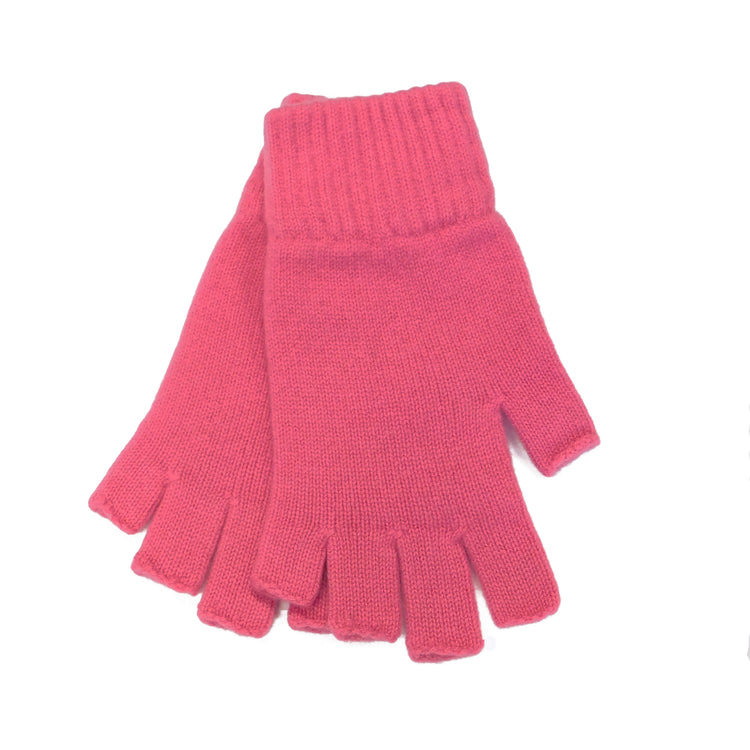 Ladies Pure Cashmere Fingerless Gloves - Reds, Pinks and Greens - Handcrafted in Hawick, Scotland