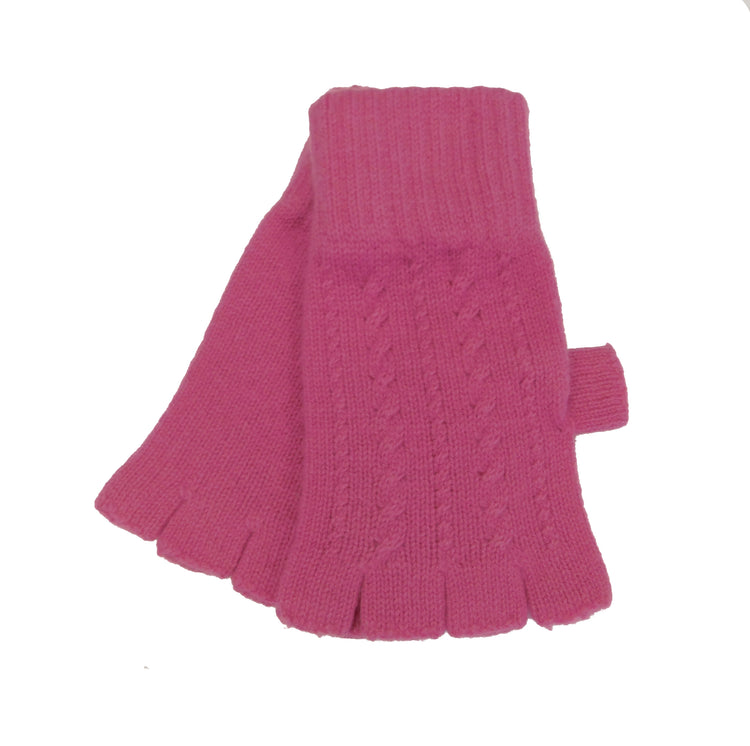 Ladies Pure Cashmere Fingerless Gloves with Cable Design - Handcrafted in Hawick, Scotland