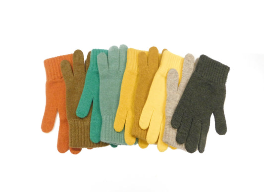 Ladies Pure Cashmere Gloves - Greens, Browns, Yellows and Neutrals - Handcrafted in Hawick, Scotland