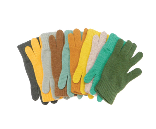 Ladies Pure Cashmere Gloves - Greens, Browns, Yellows and Neutrals - Handcrafted in Hawick, Scotland