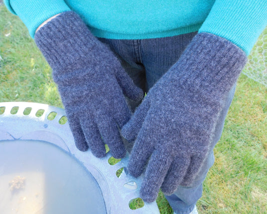 Ladies Pure Cashmere Gloves - Black, Greys, Blues and Purples - Handcrafted in Hawick, Scotland