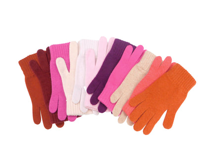 Ladies Pure Cashmere Gloves - Reds, Pinks and Burgundys - Handcrafted in Hawick, Scotland