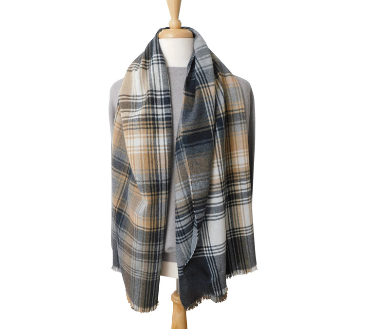 Pure Cashmere Lightweight Wrap / Stole in a number of Checked options - The ultimate in luxury - Woven in Scotland