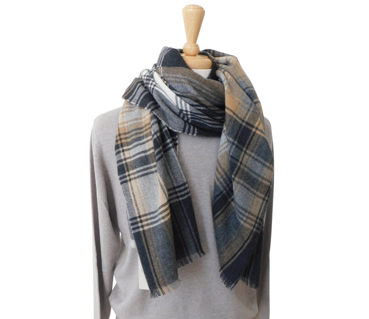 Pure Cashmere Lightweight Wrap / Stole in a number of Checked options - The ultimate in luxury - Woven in Scotland