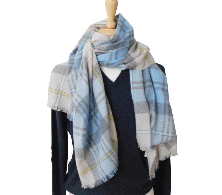 Pure Cashmere Lightweight Wrap / Stole in a number of Checked options - The ultimate in luxury - Woven in Scotland