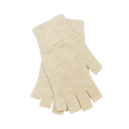 Pair of light beige cashmere fingerless gloves