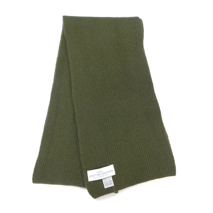 Pure Cashmere Narrow Rib Scarf — Unisex | Handcrafted in Hawick | Greens, Browns, Yellows and Neutrals