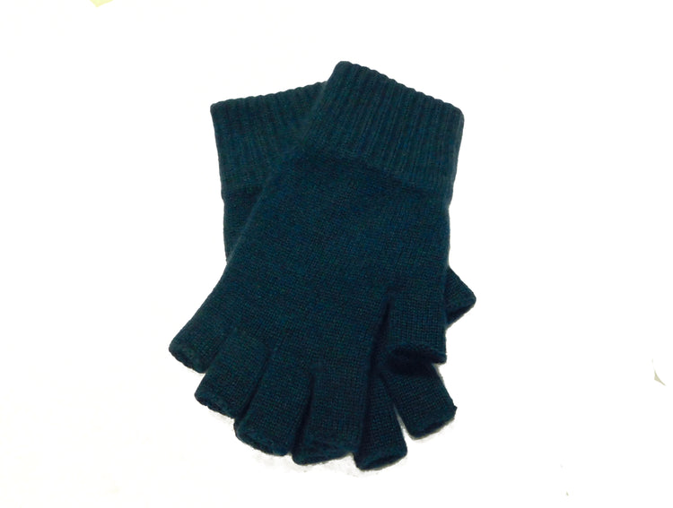 Fingerlose Damenhandschuhe aus reinem Kaschmir – Blau, Grau, Schwarz und Lila – handgefertigt in Hawick, Schottland