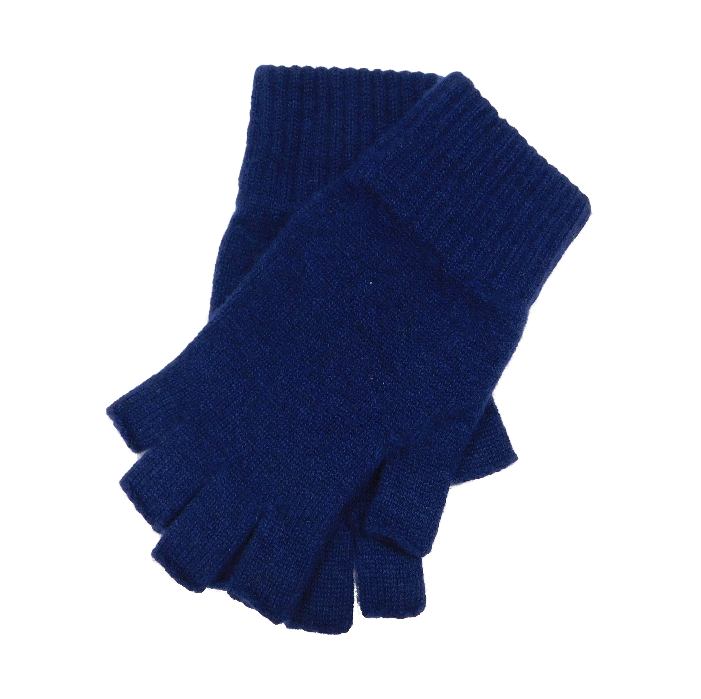 Ladies Pure Cashmere Fingerless Gloves — Ribbed Cuff | Handcrafted