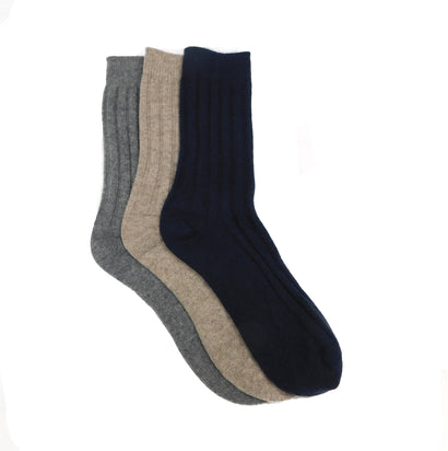 Men’s Pure Cashmere Ribbed Bed/Lounge Socks – Handcrafted in Hawick, Scotland