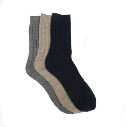 Men’s Pure Cashmere Ribbed Bed/Lounge Socks – Handcrafted in Hawick, Scotland
