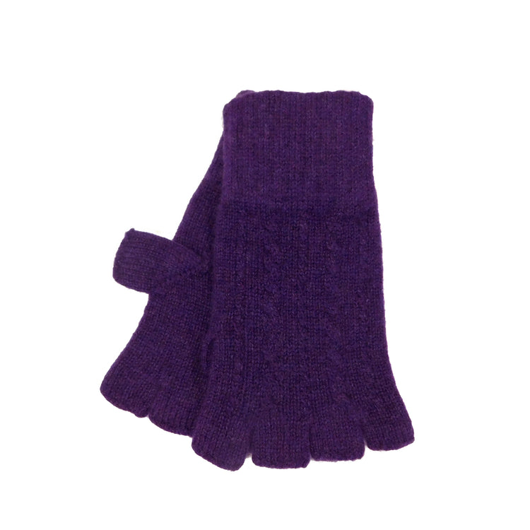 Ladies Pure Cashmere Fingerless Gloves with Cable Design - Handcrafted in Hawick, Scotland