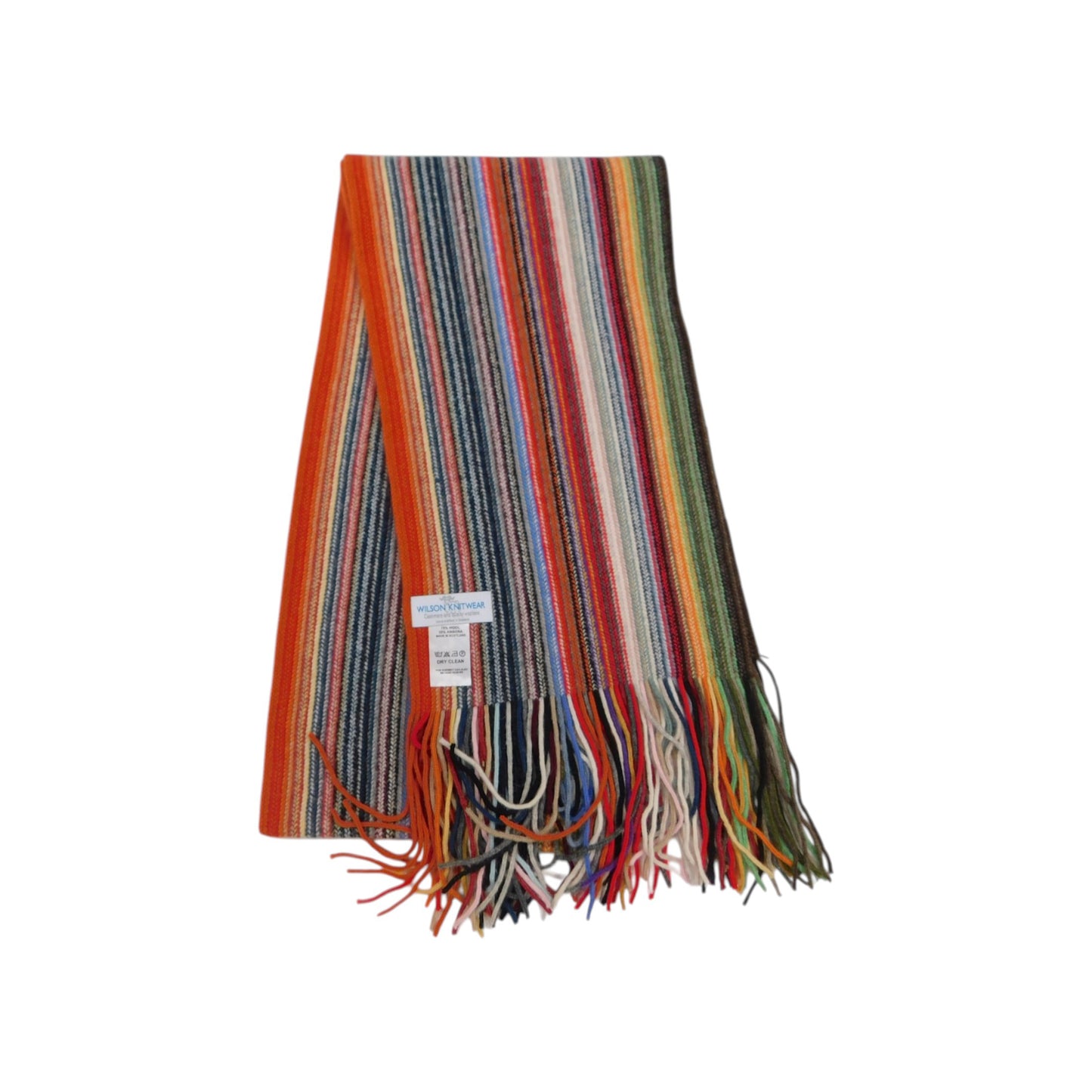 Angora & Wool Striped Scarf — Warp-Knitted in Hawick, Scotland